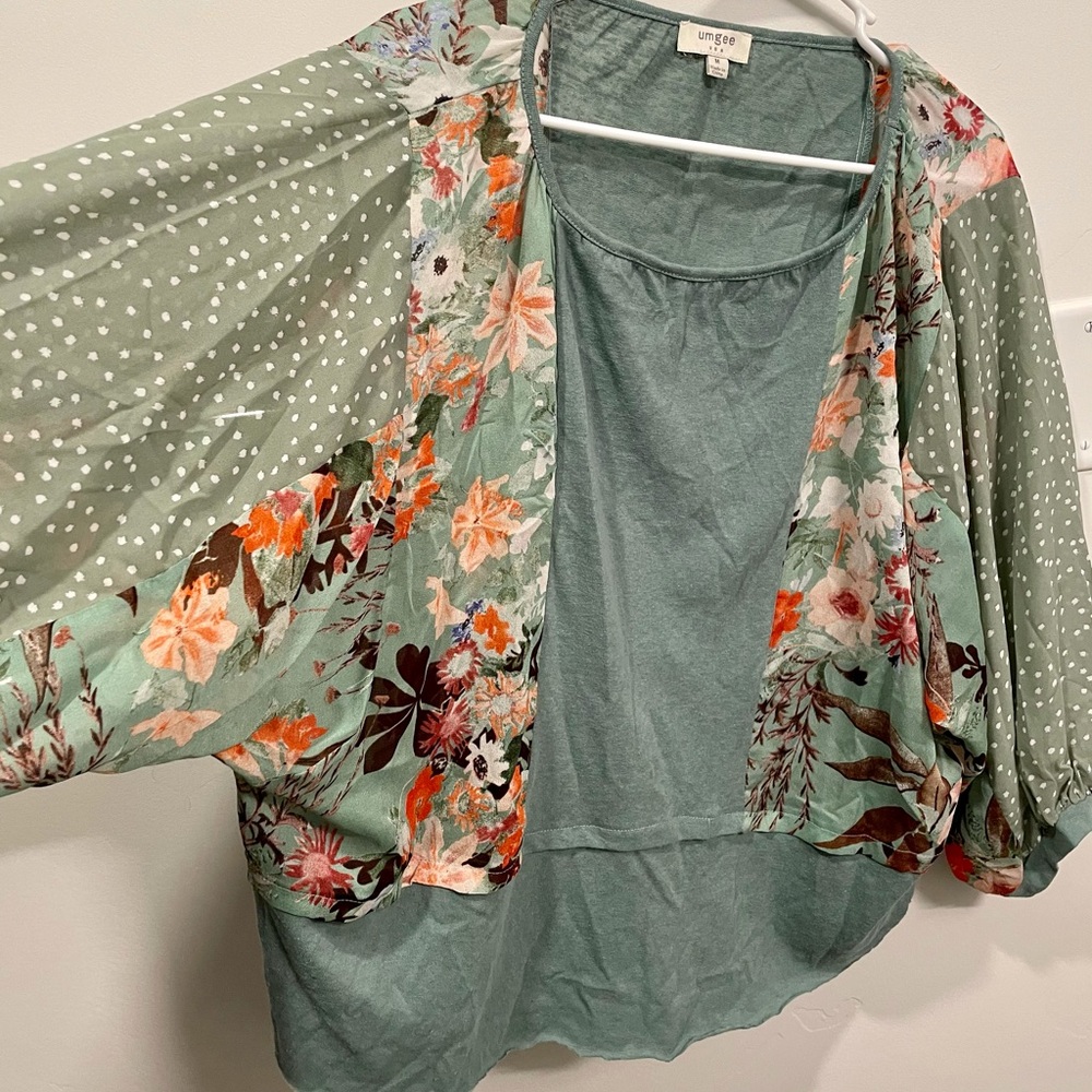 Blue, Floral Blouse.